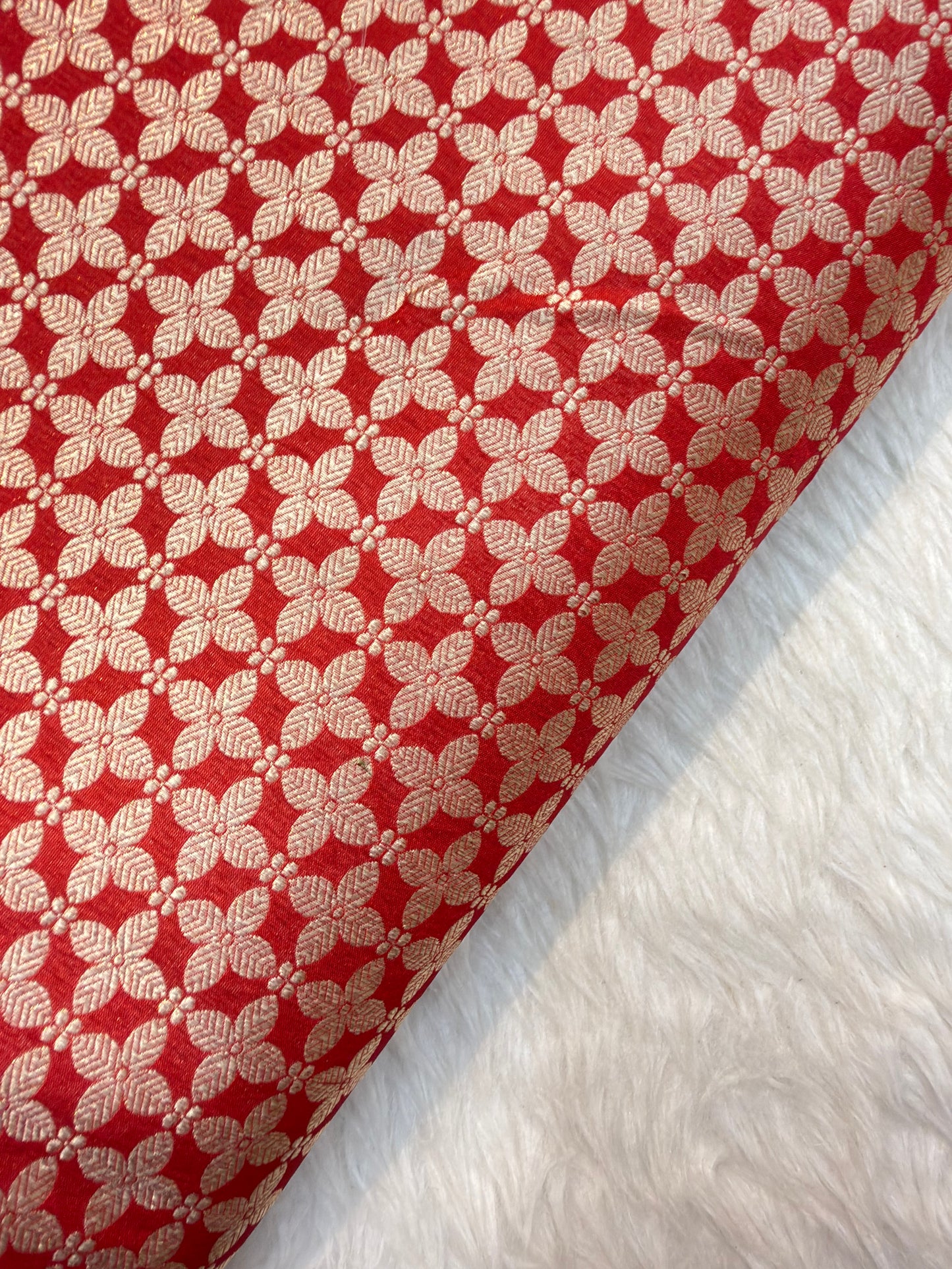 Red Colour Blended Brocade Fabrics