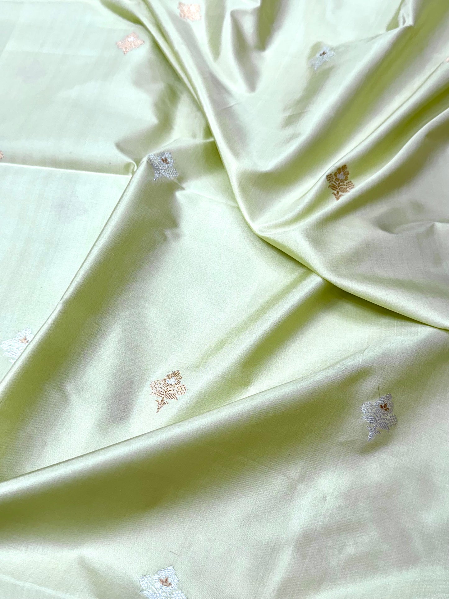 Handwoven Pistachio Color Katan Silk Fabrics