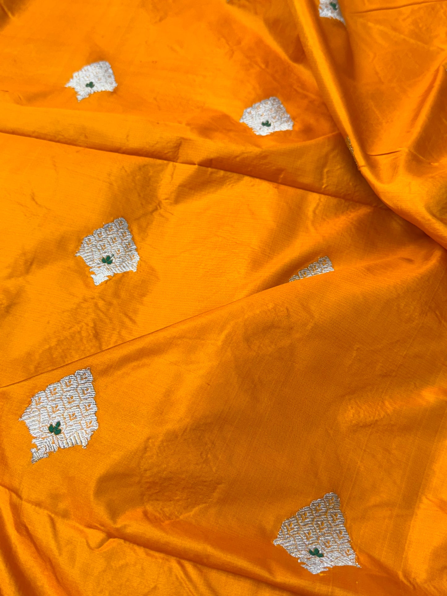 Handwoven Mustard Yellow Color Katan Silk Fabrics