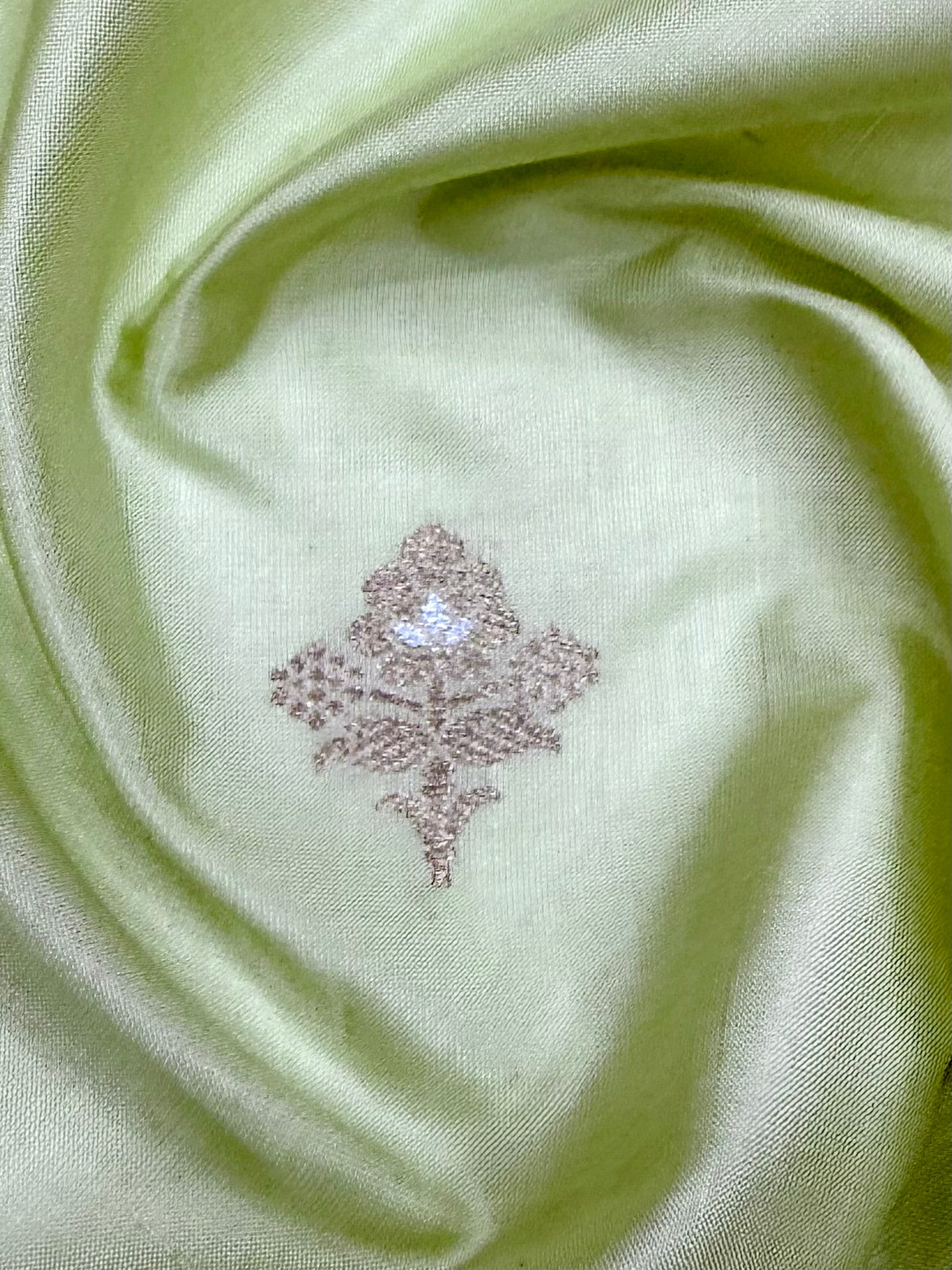 Handwoven Pistachio Color Katan Silk Fabrics