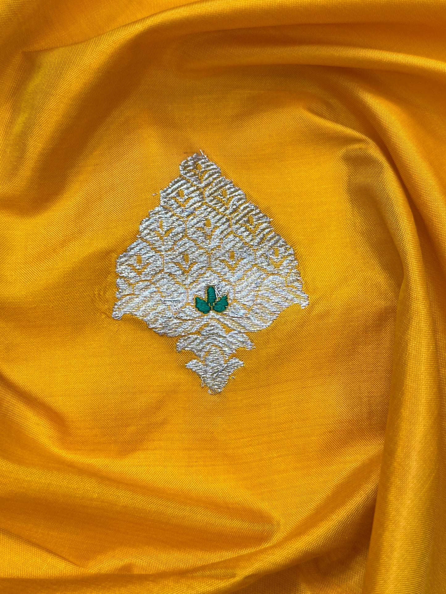 Handwoven Mustard Yellow Color Katan Silk Fabrics