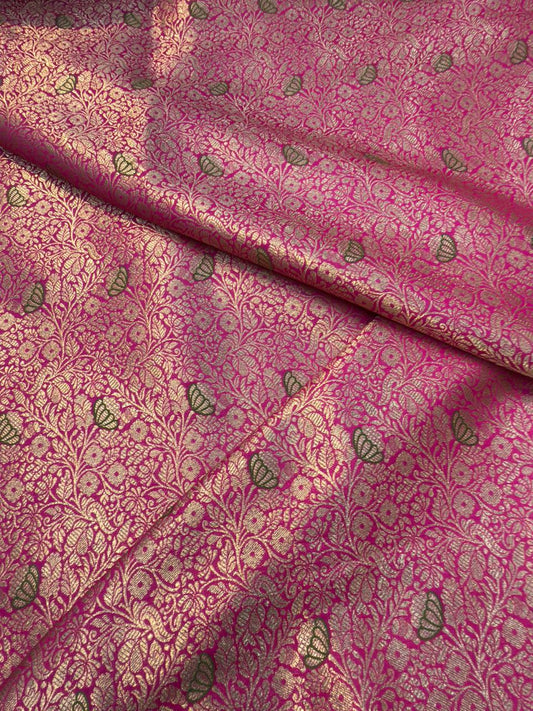 Rani Pink colour Blended Brocade Fabrics