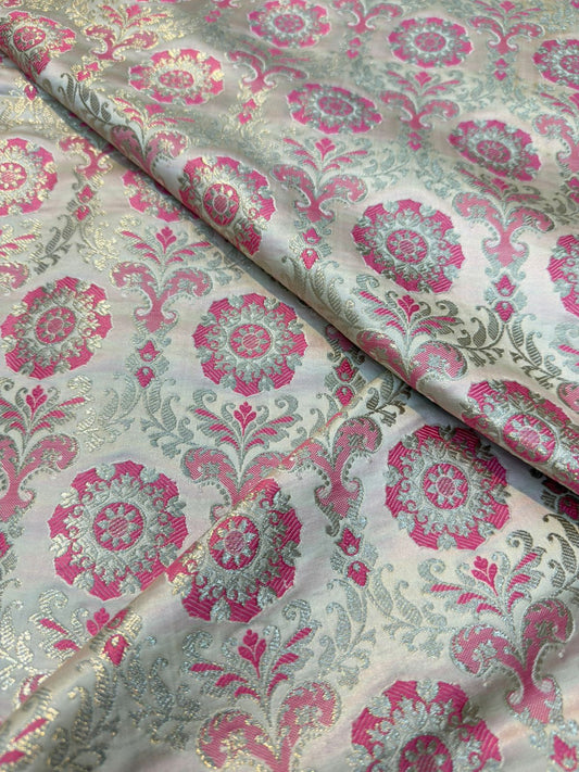 Ivory Colour Banarasi Khimkhab Fabrics