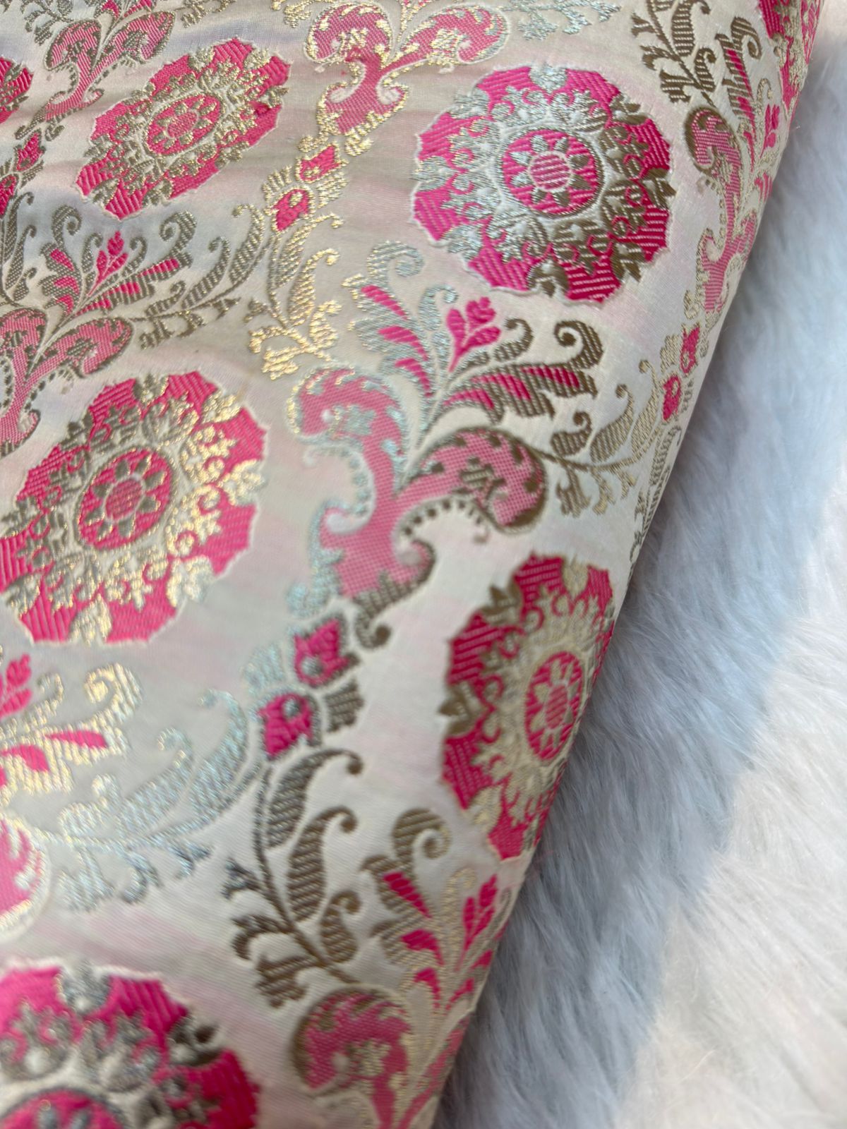 Ivory Colour Banarasi Khimkhab Fabrics