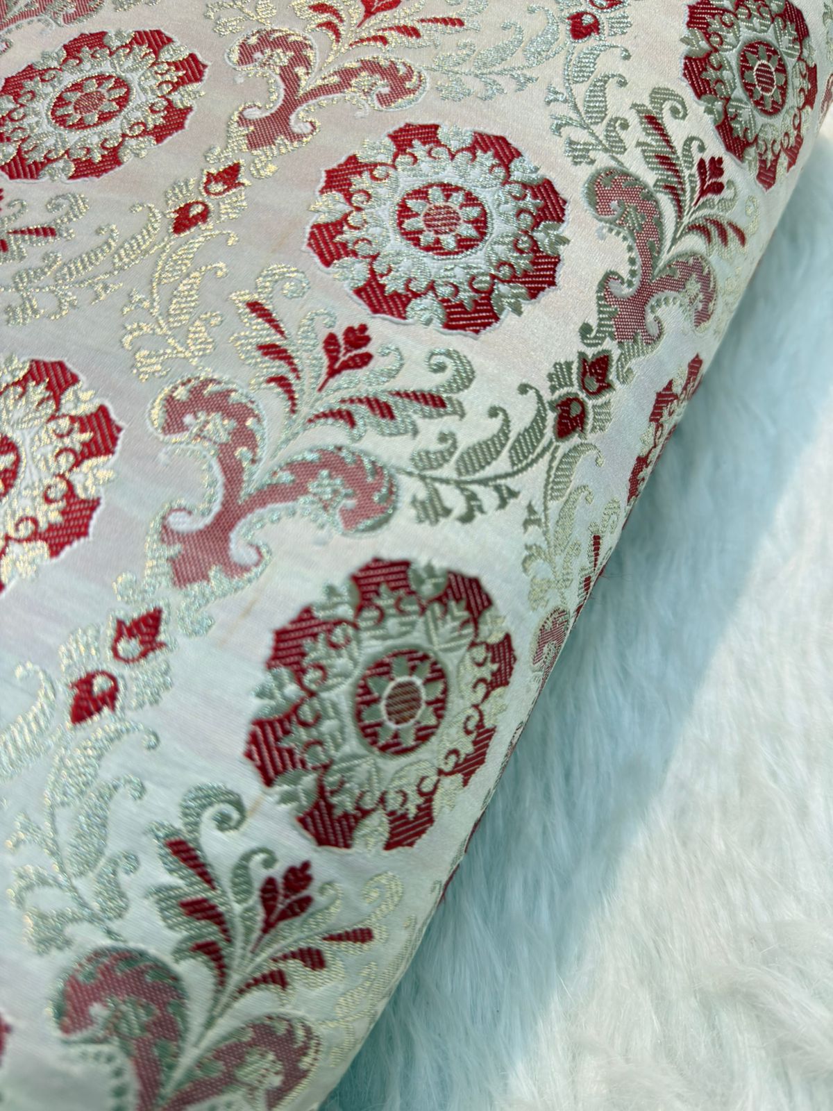 Ivory Colour Banarasi Khimkhab Fabrics