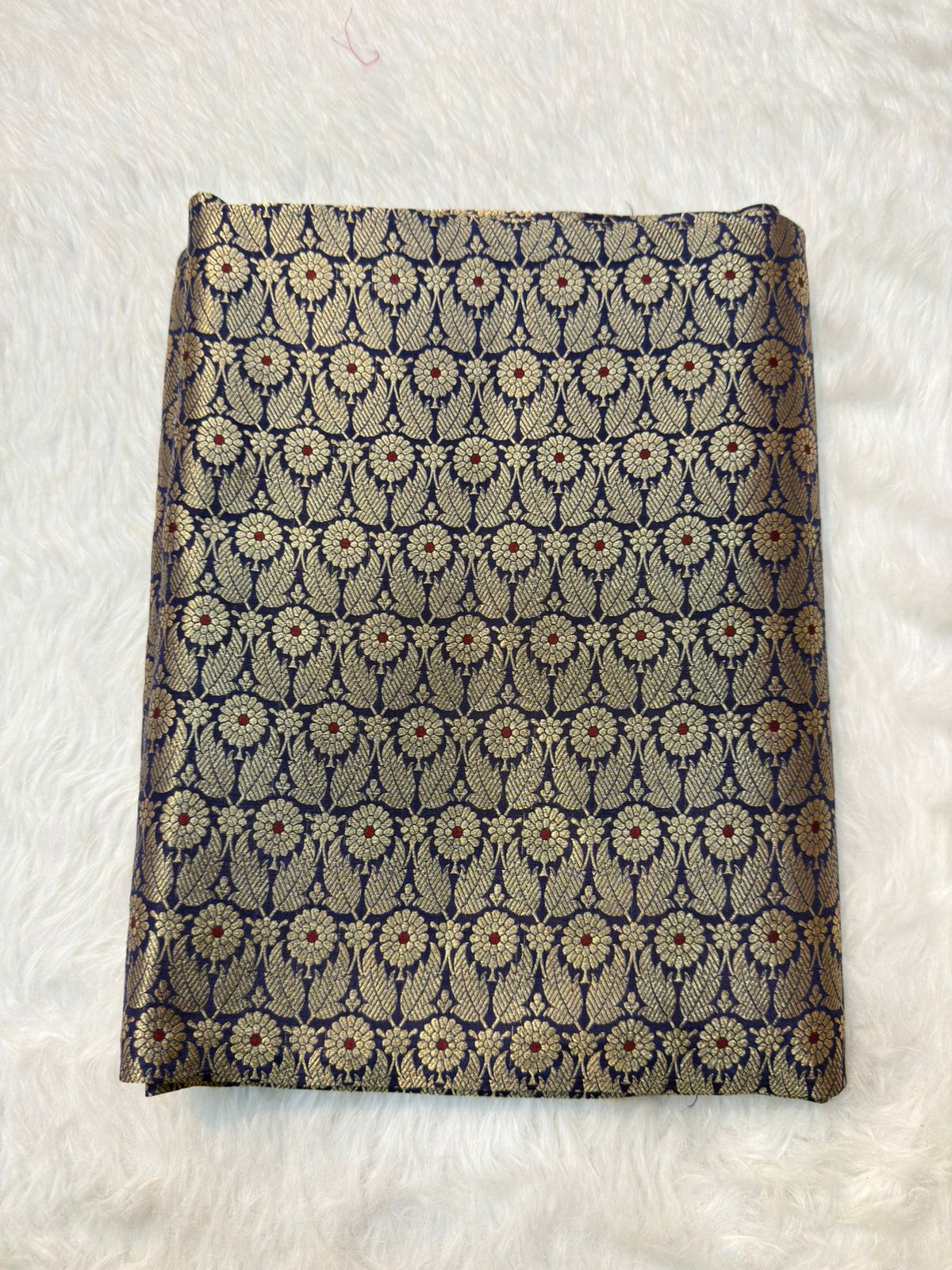 Pure Banarasi Brocade Navy Blue Colour Fabrics