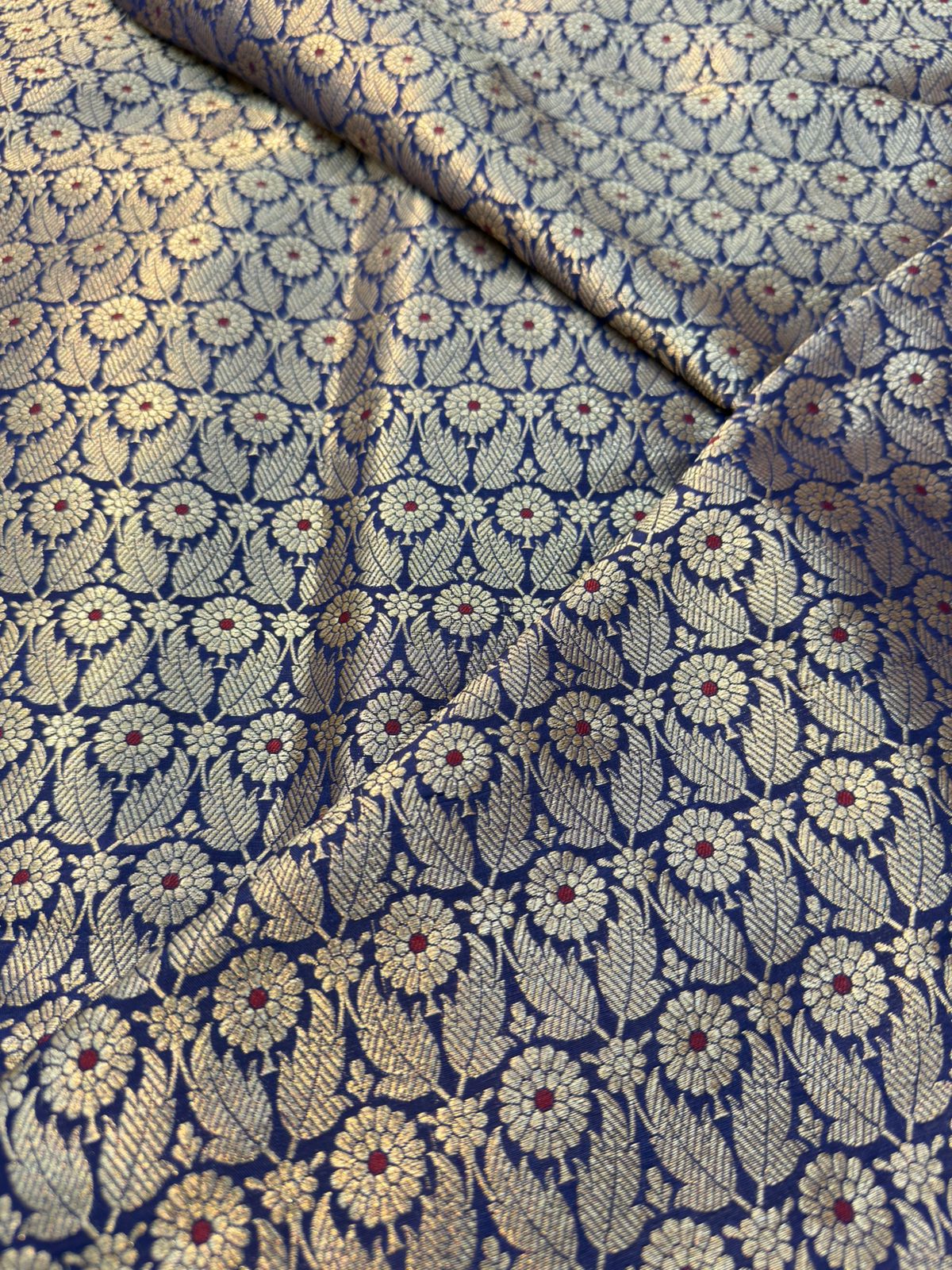 Pure Banarasi Brocade Navy Blue Colour Fabrics