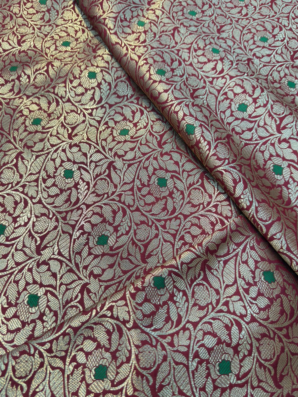 Red Colour Blended Brocade Fabrics