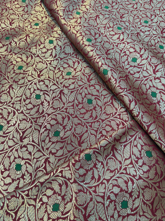 Red Colour Blended Brocade Fabrics