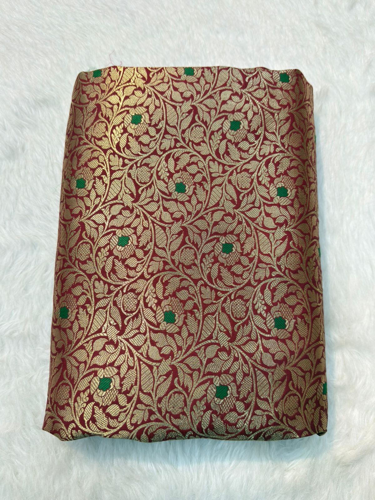 Red Colour Blended Brocade Fabrics