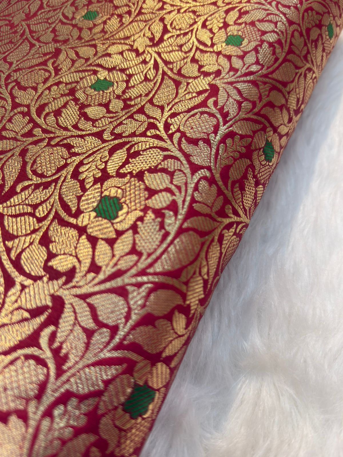 Red Colour Blended Brocade Fabrics