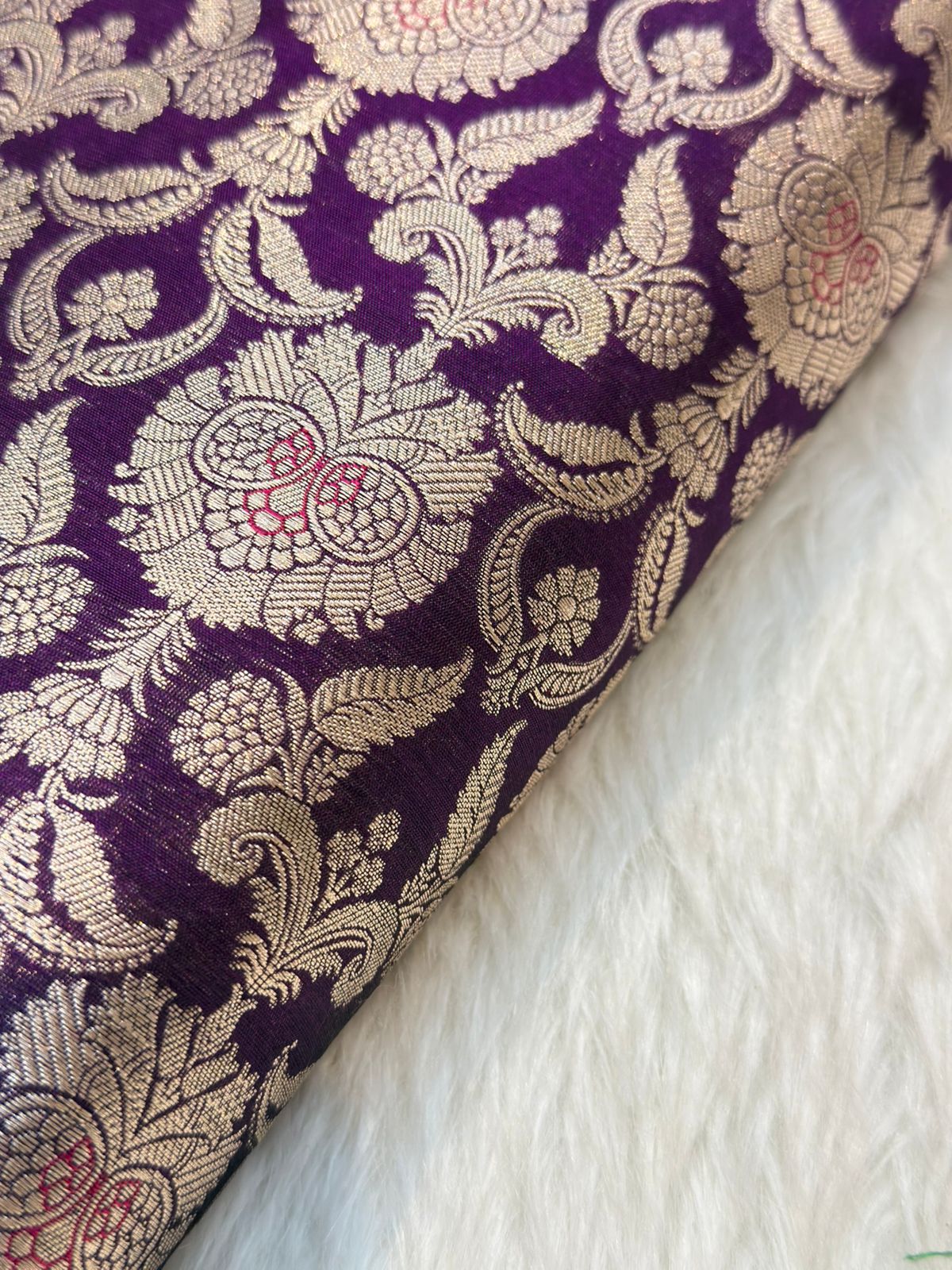 Pure Banarasi Brocade Purple Color Fabrics
