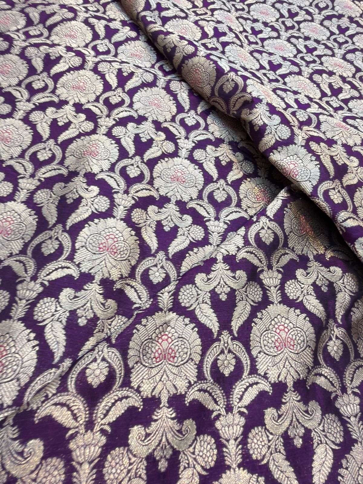 Pure Banarasi Brocade Purple Color Fabrics