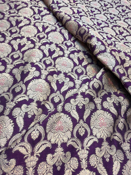 Pure Banarasi Brocade Purple Color Fabrics