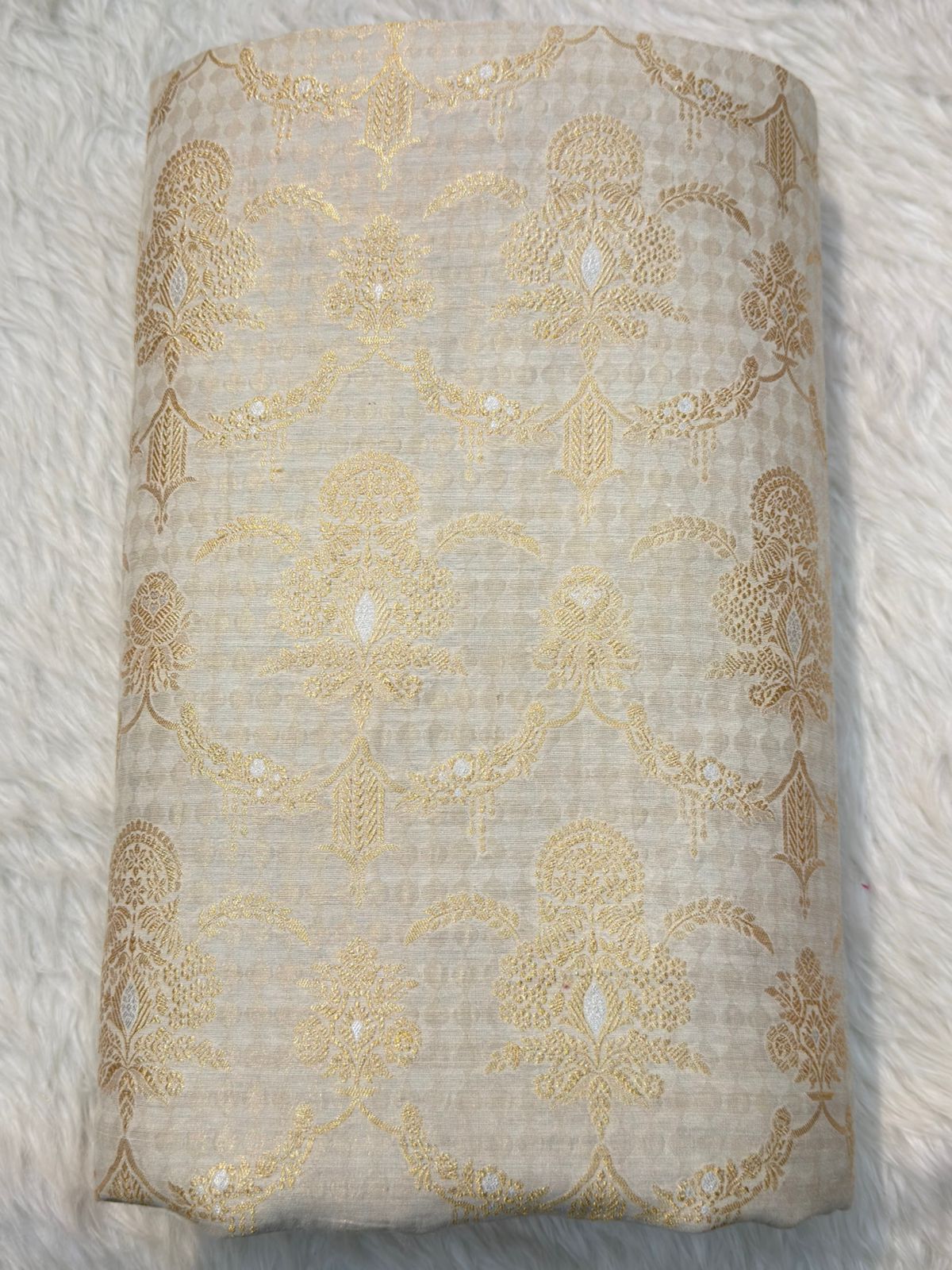 Ivory Colour Pure Munga Silk Fabrics