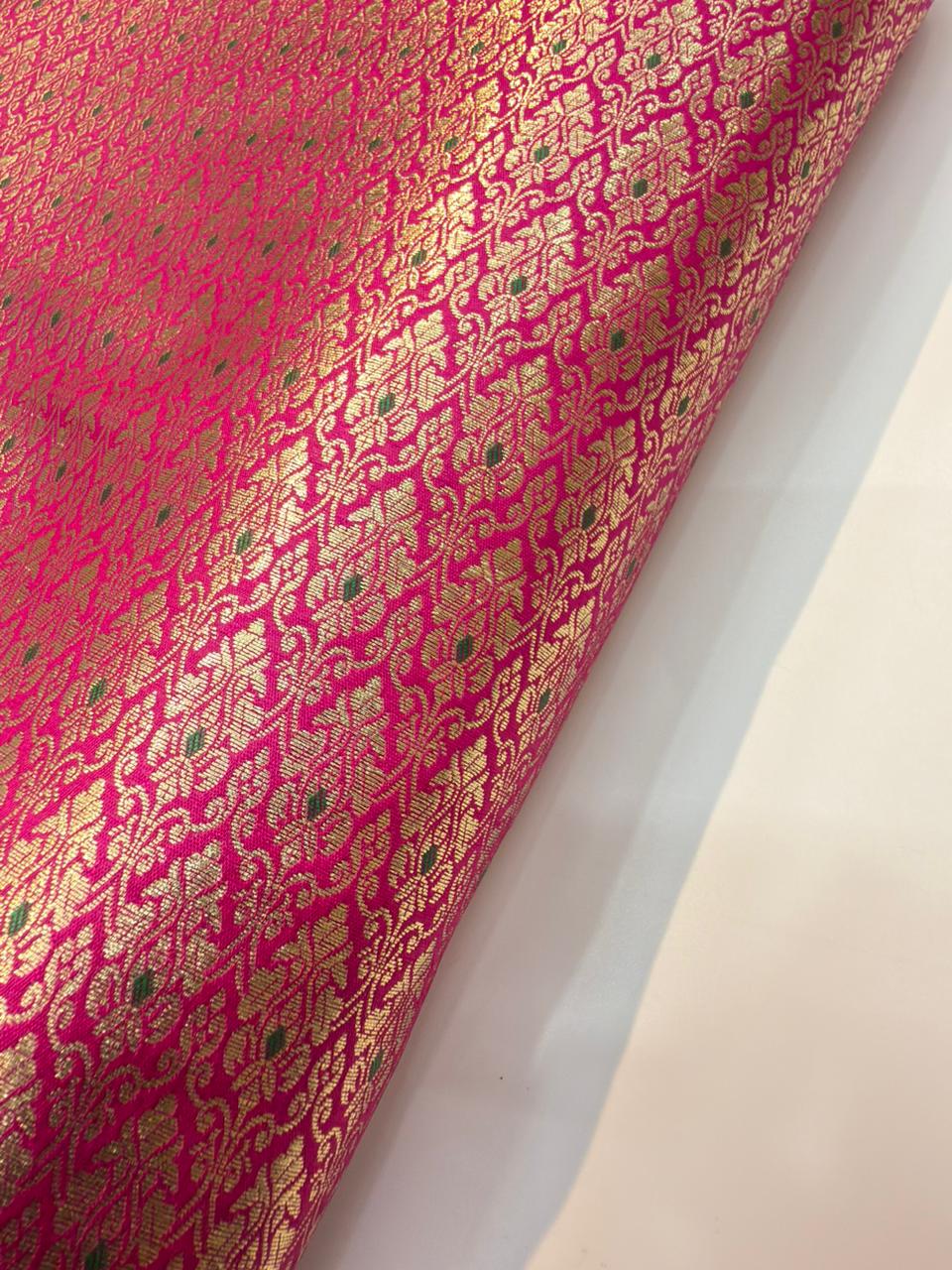 Rani Pink Colour Blended Brocade Fabrics