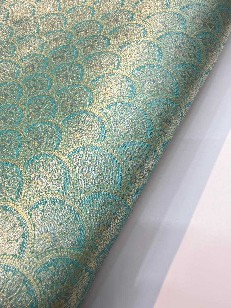 Sky Blue Colour Blended  Brocade Fabrics