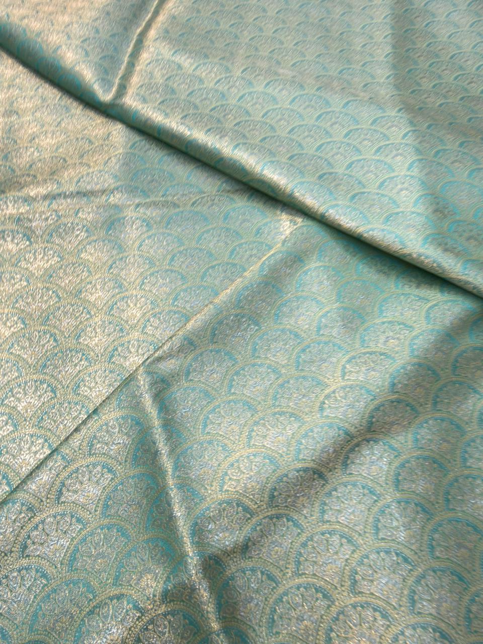 Sky Blue Colour Blended  Brocade Fabrics