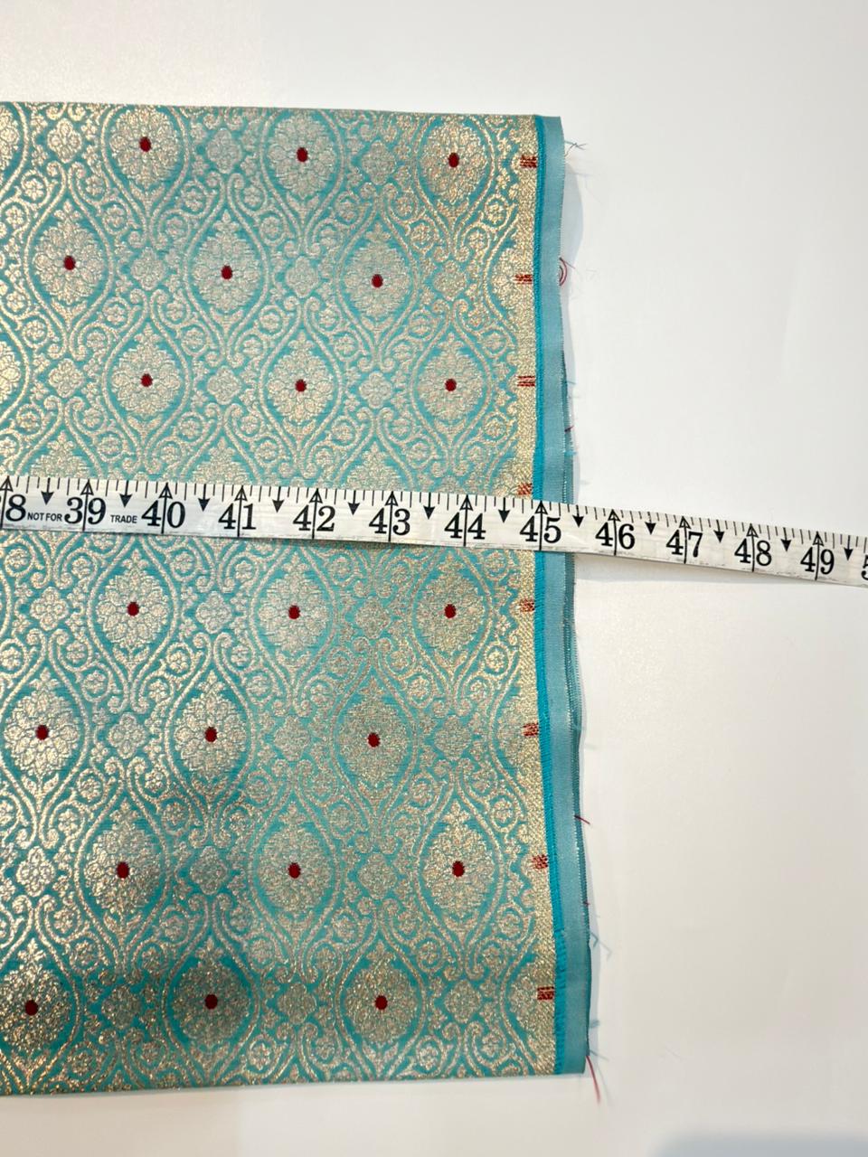 Sky Blue Colour Blended Brocade Fabrics
