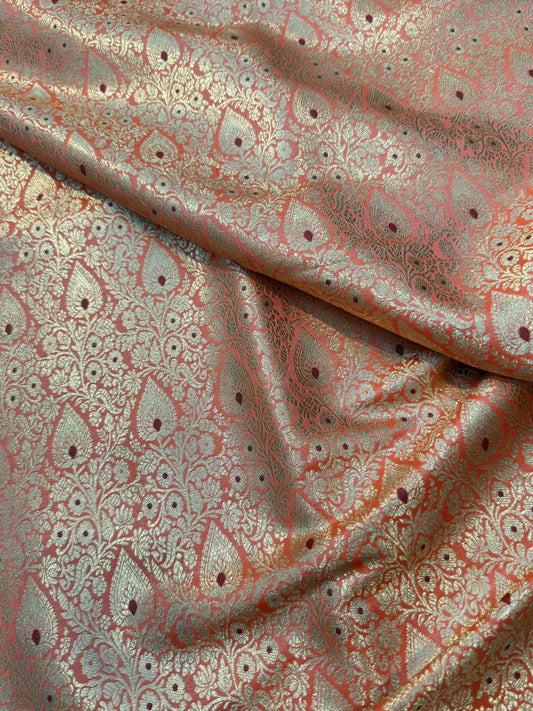 Orange Colour Blended Brocade Fabrics