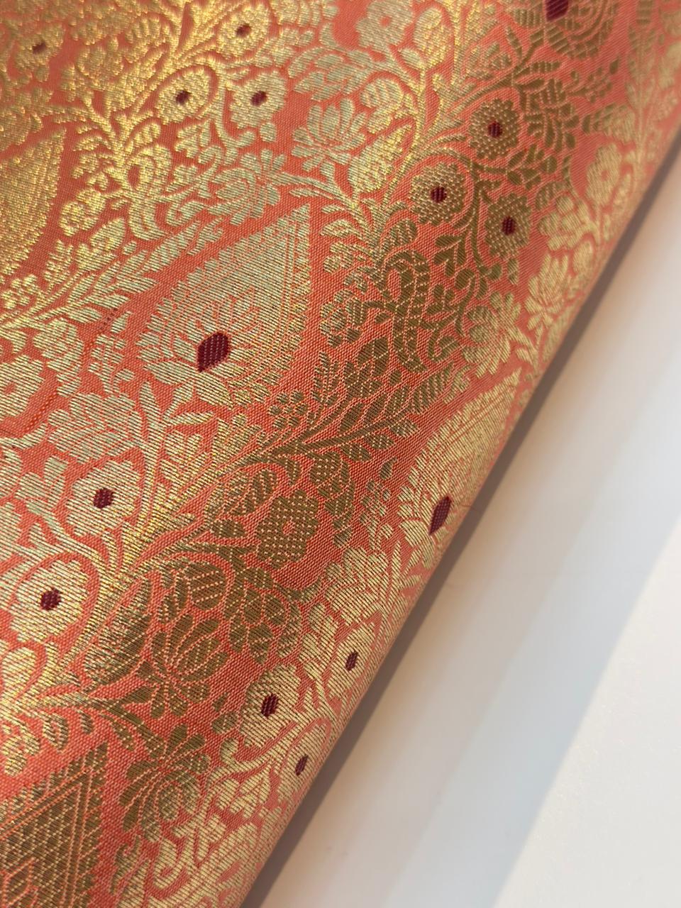 Orange Colour Blended Brocade Fabrics