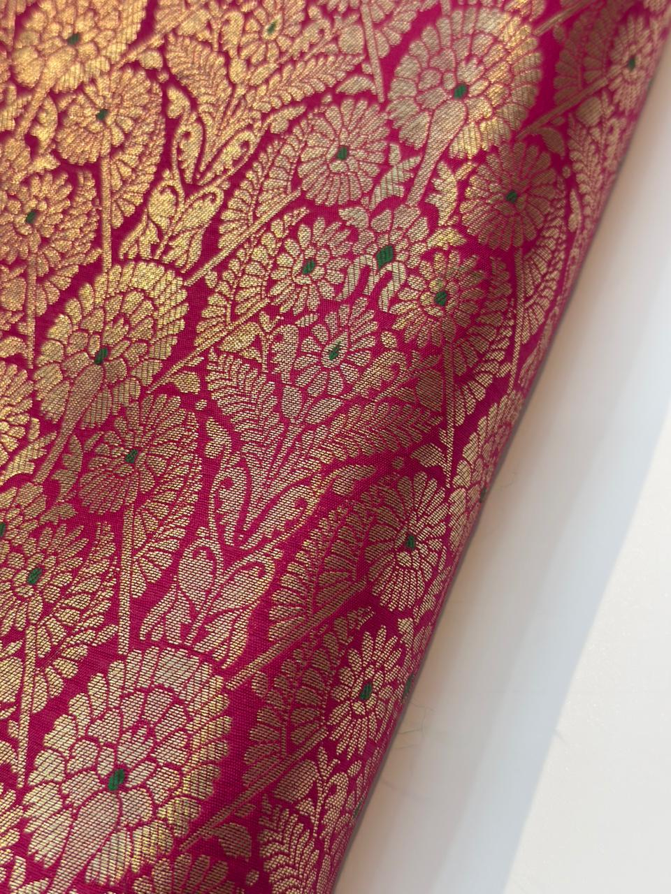 Rani Pink Colour Blended Brocade Fabrics