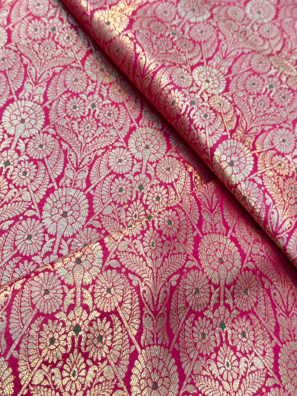 Rani Pink Colour Blended Brocade Fabrics