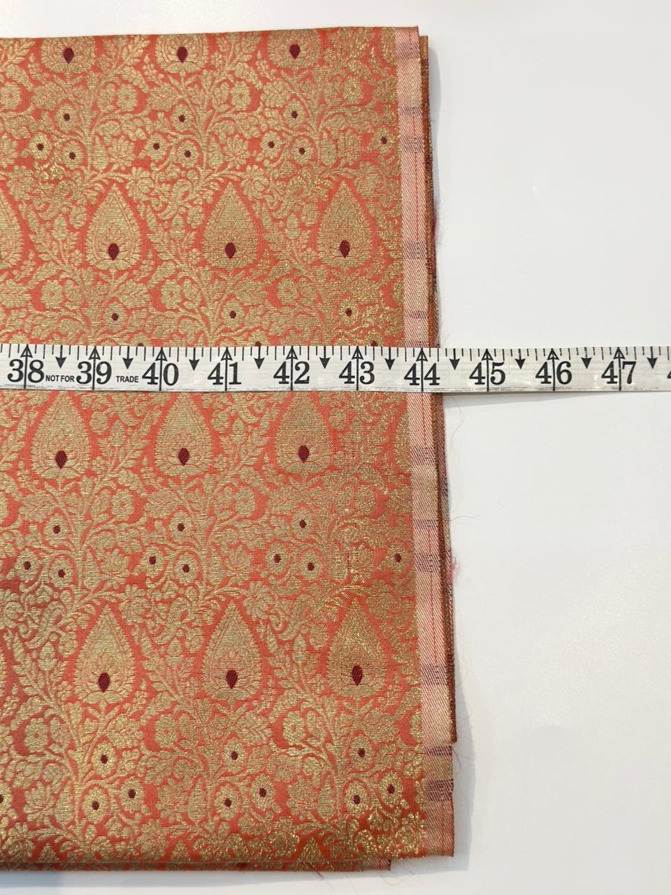 Orange Colour Blended Brocade Fabrics