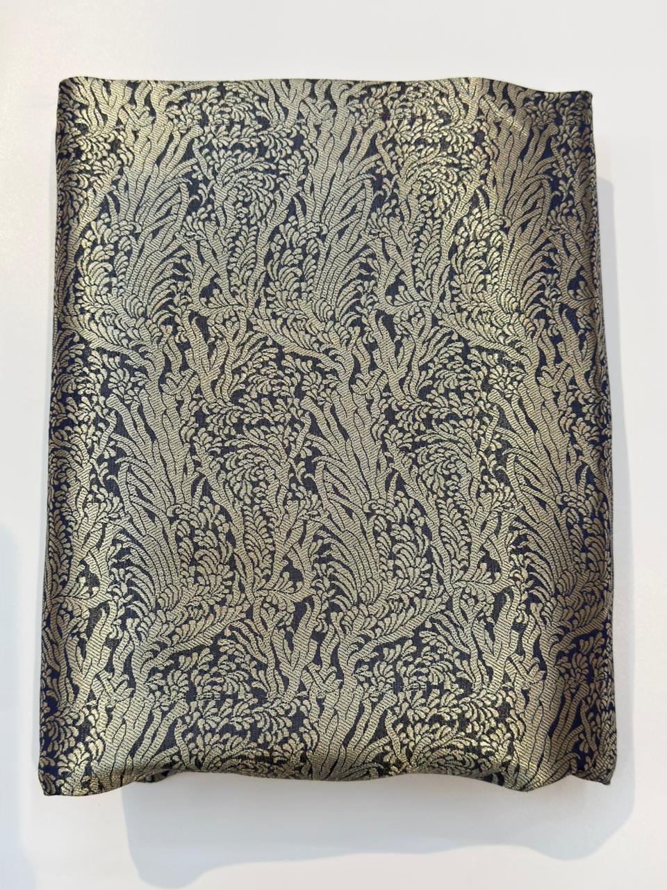 Navy Blue Colour Blended Brocade Fabrics