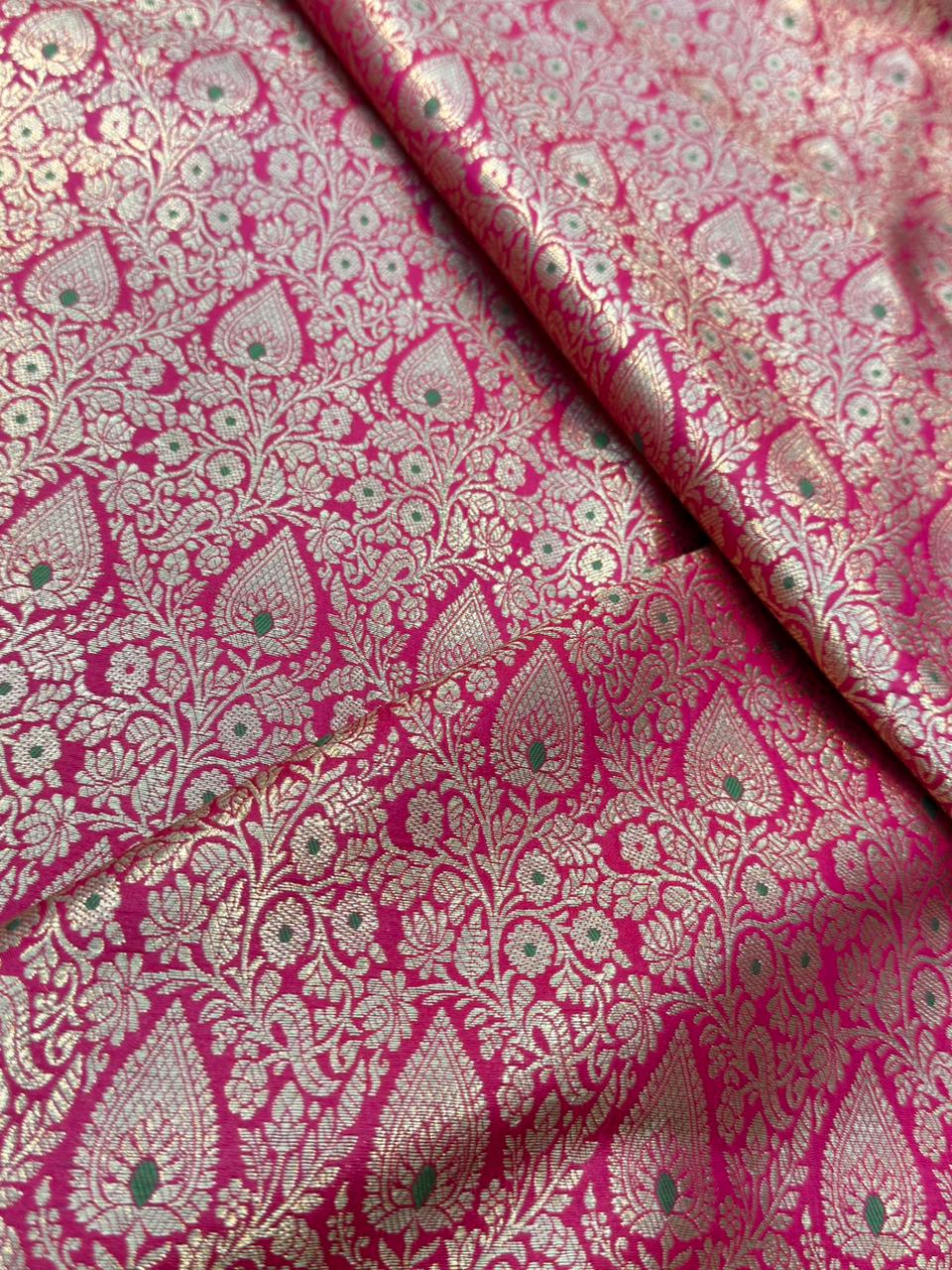 Rani Pink Colour Blended Brocade Fabrics