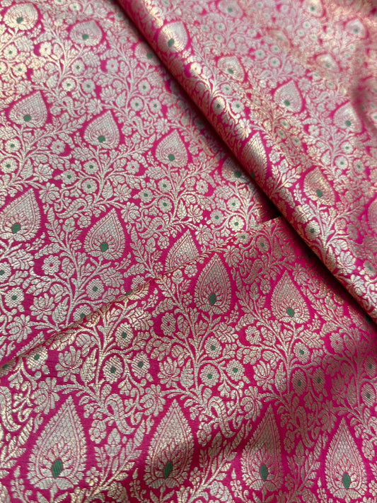 Rani Pink Colour Blended Brocade Fabrics