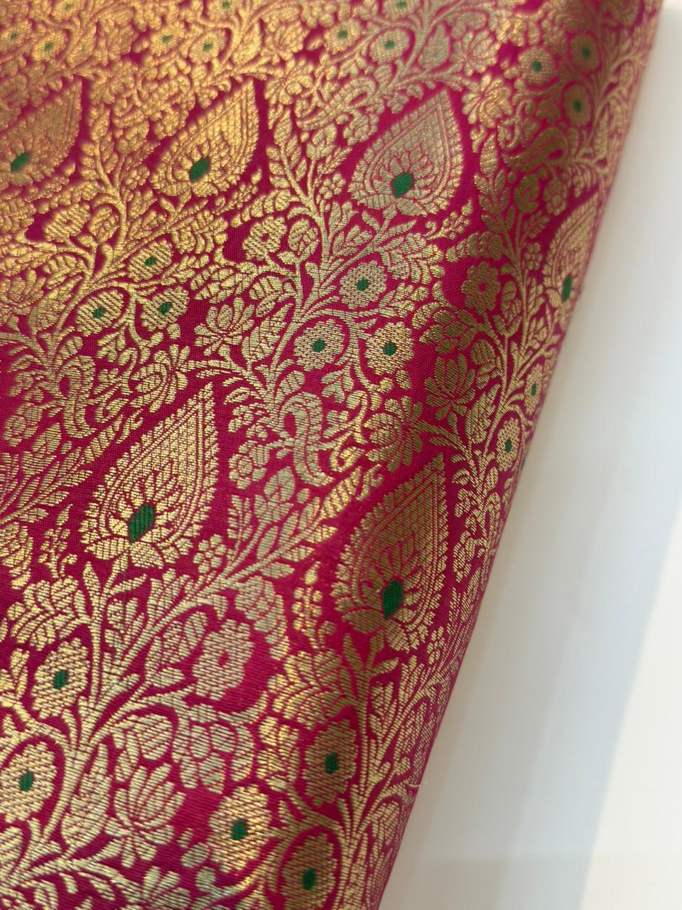 Rani Pink Colour Blended Brocade Fabrics