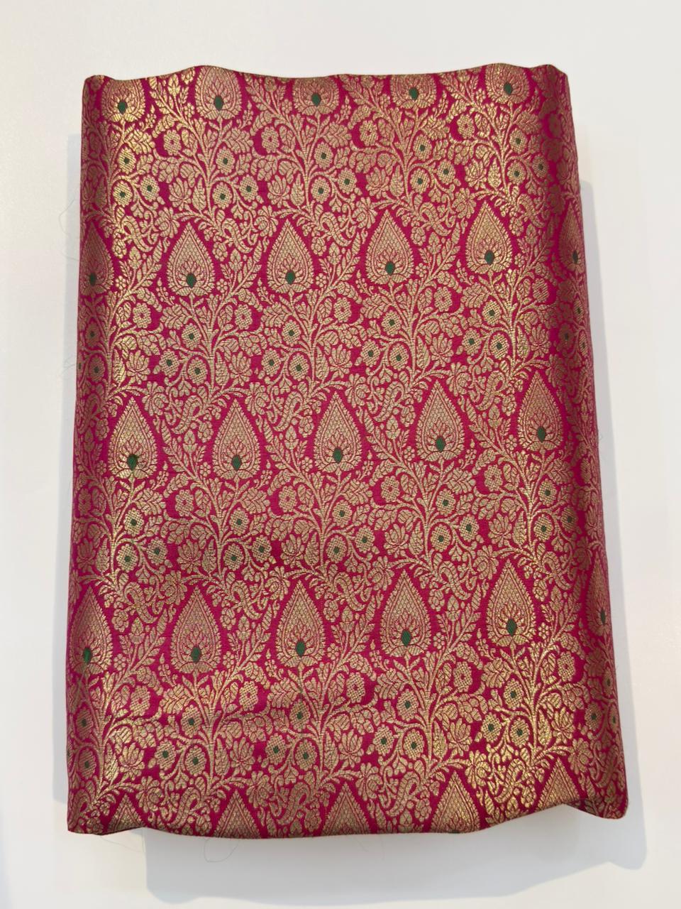 Rani Pink Colour Blended Brocade Fabrics