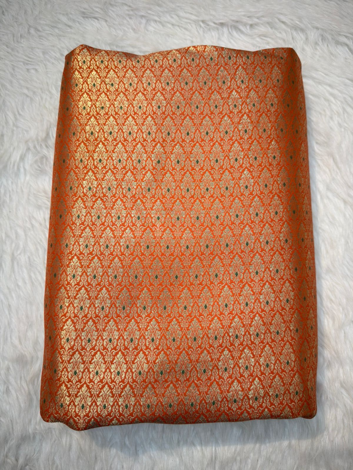 Orange Colour Blended Brocade  Fabrics