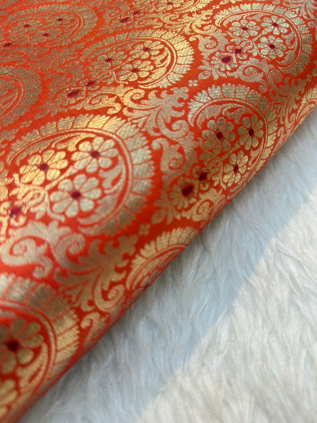 Orange Colour Blended Brocade Farics