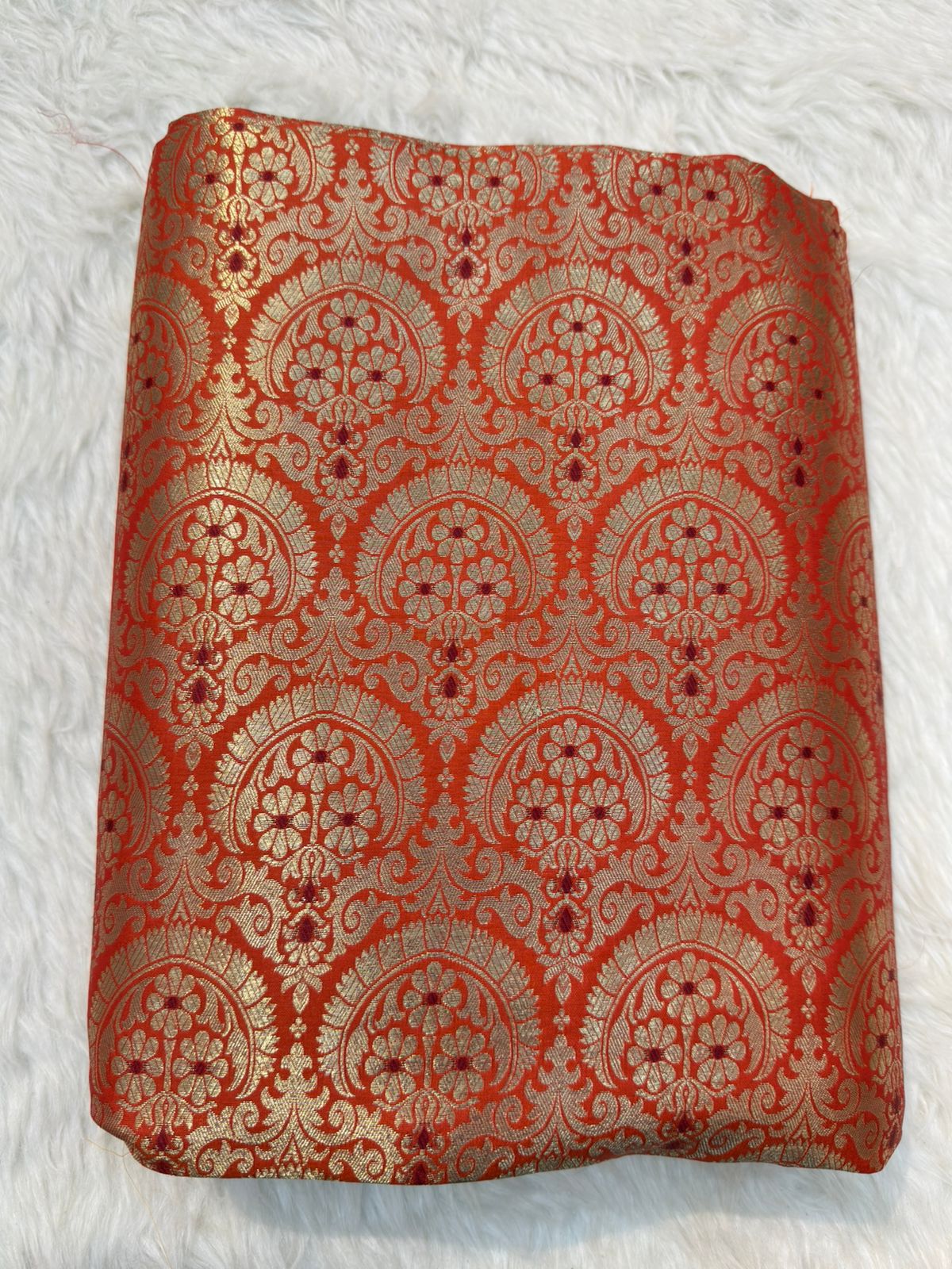 Orange Colour Blended Brocade Farics
