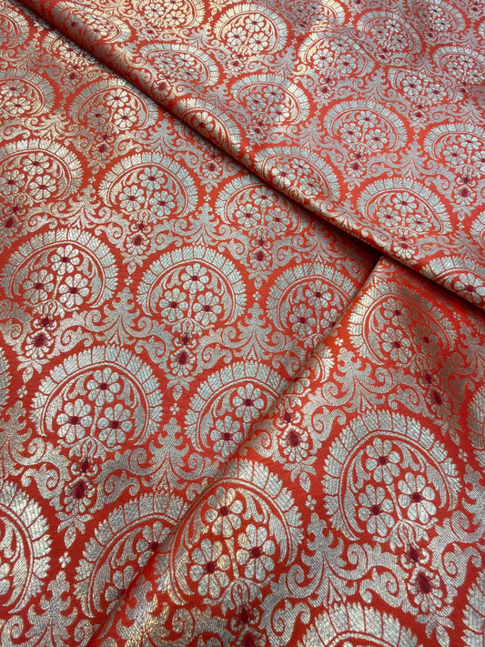 Orange Colour Blended Brocade Farics