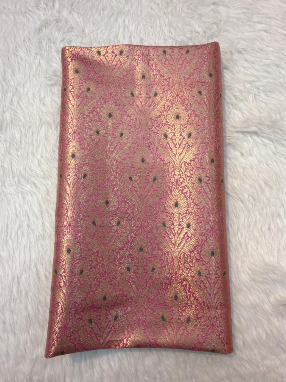 Pink Colour Blended Brocade Fabrics