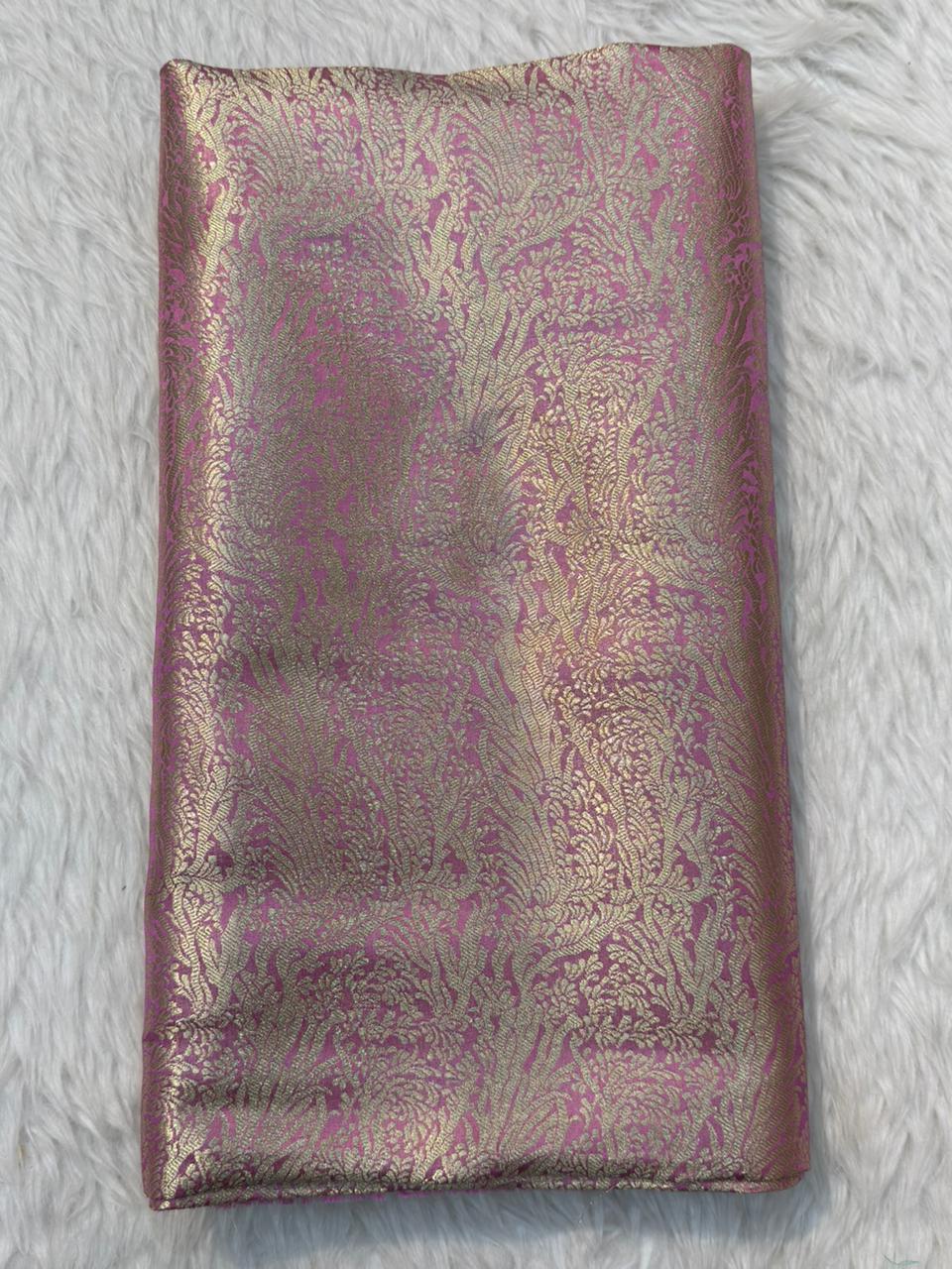 Pink Colour Blended Brocade Fabrics