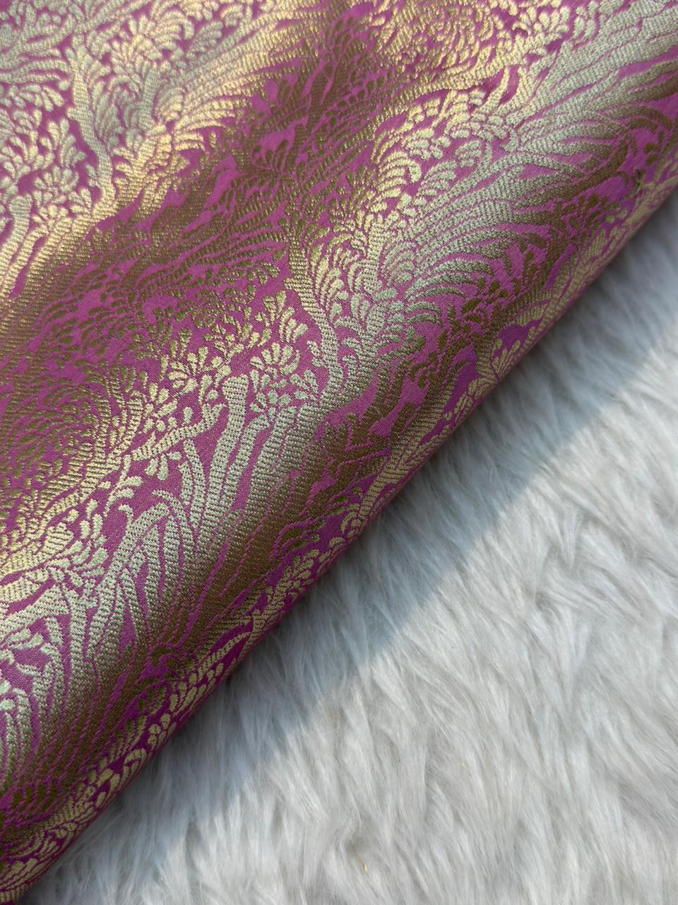 Pink Colour Blended Brocade Fabrics