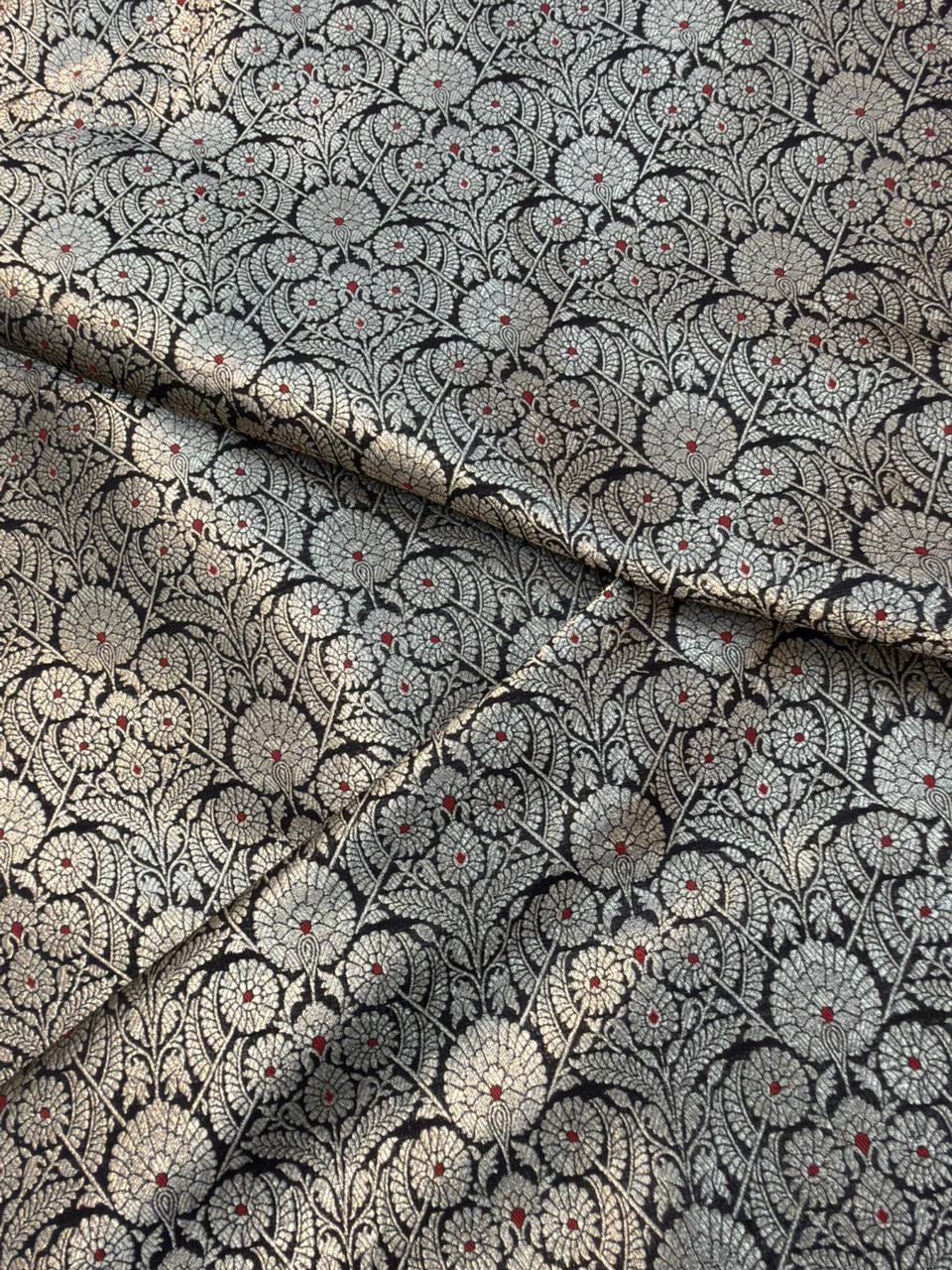 Black colour Blended Brocade Fabrics