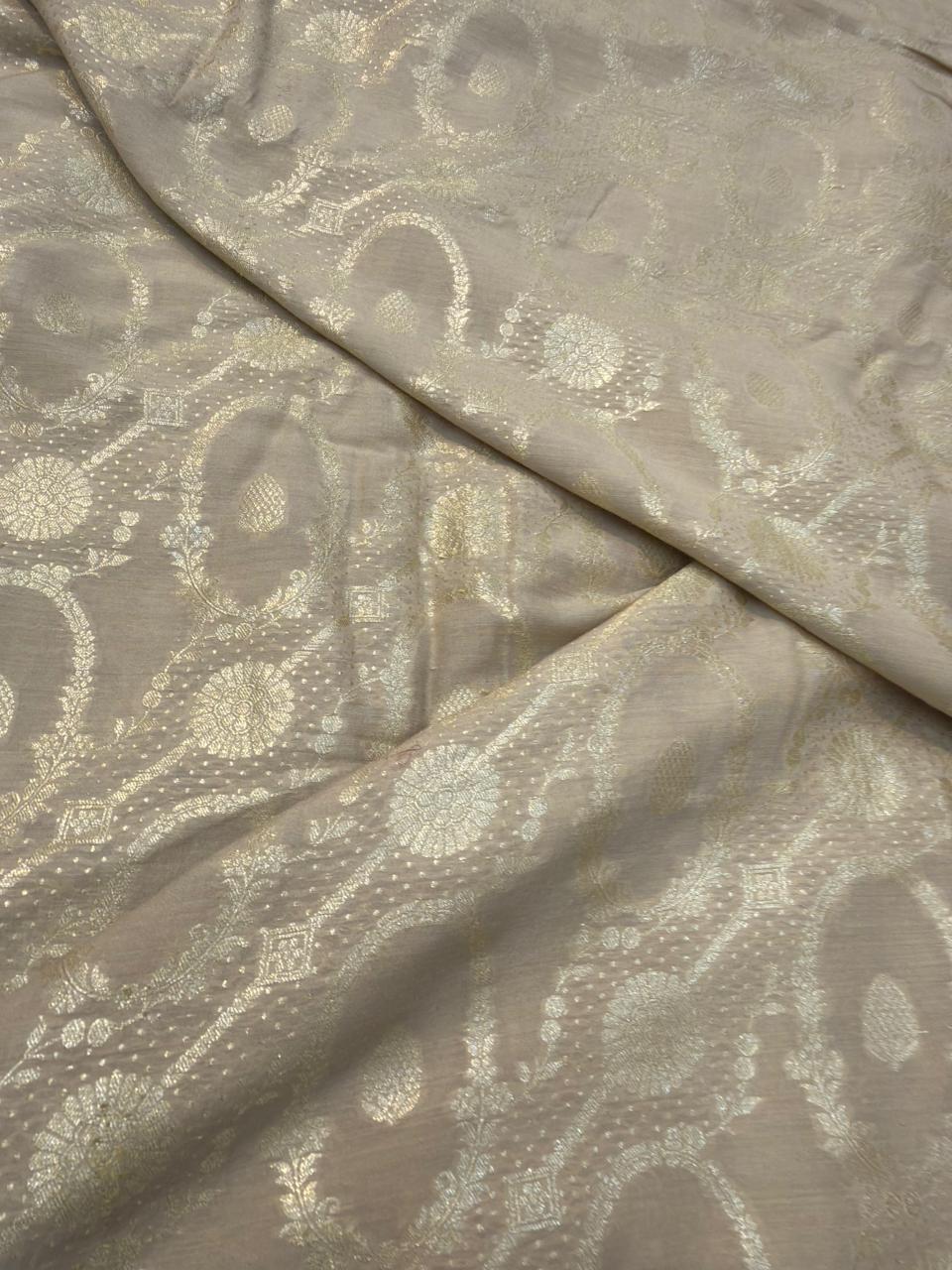 Beige Colour Pure Munga Silk Fabrics