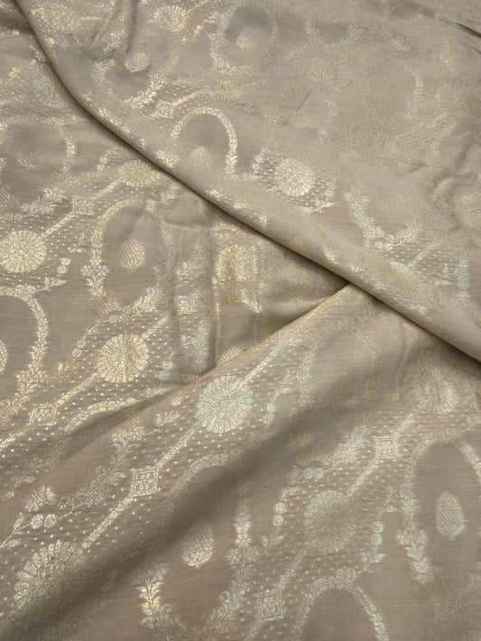 Beige Colour Pure Munga Silk Fabrics