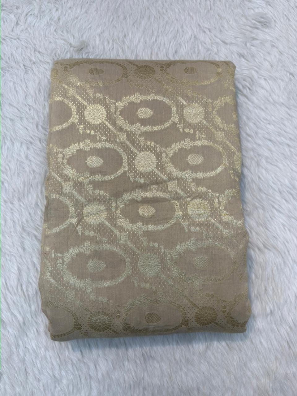 Beige Colour Pure Munga Silk Fabrics