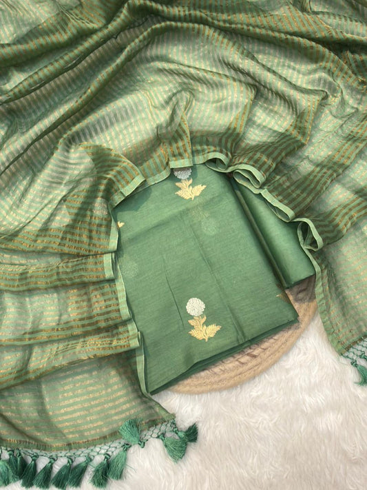 Green Colour Chanderi Silk suit Set