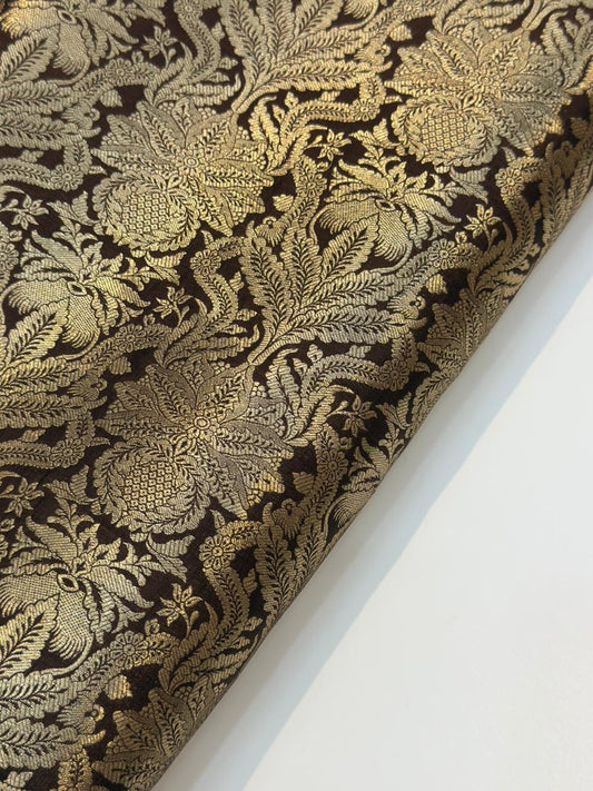 Pure Banarasi Brocade Chocolate Colour Fabrics