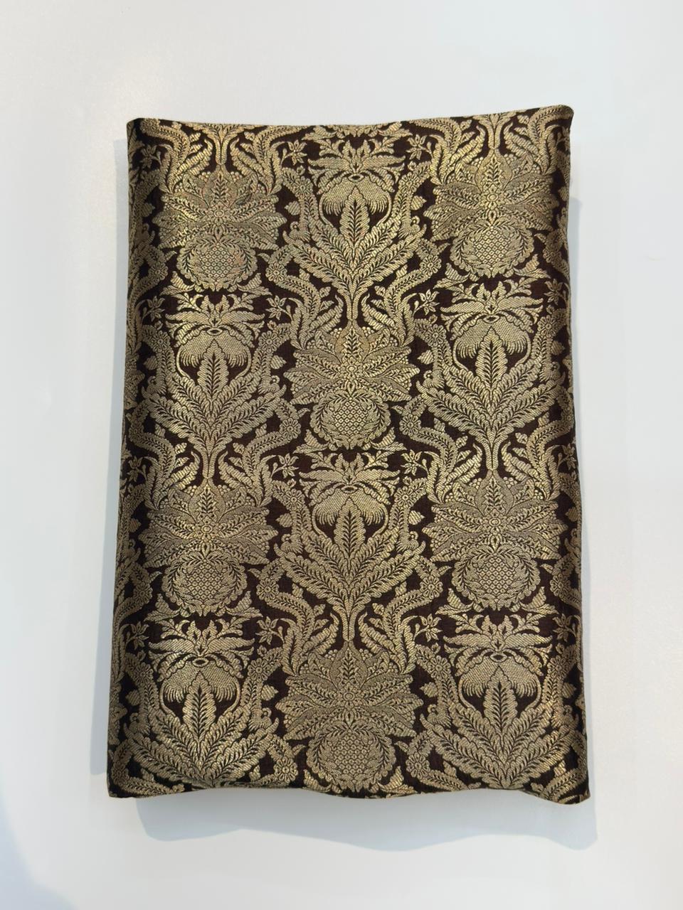 Pure Banarasi Brocade Chocolate Colour Fabrics