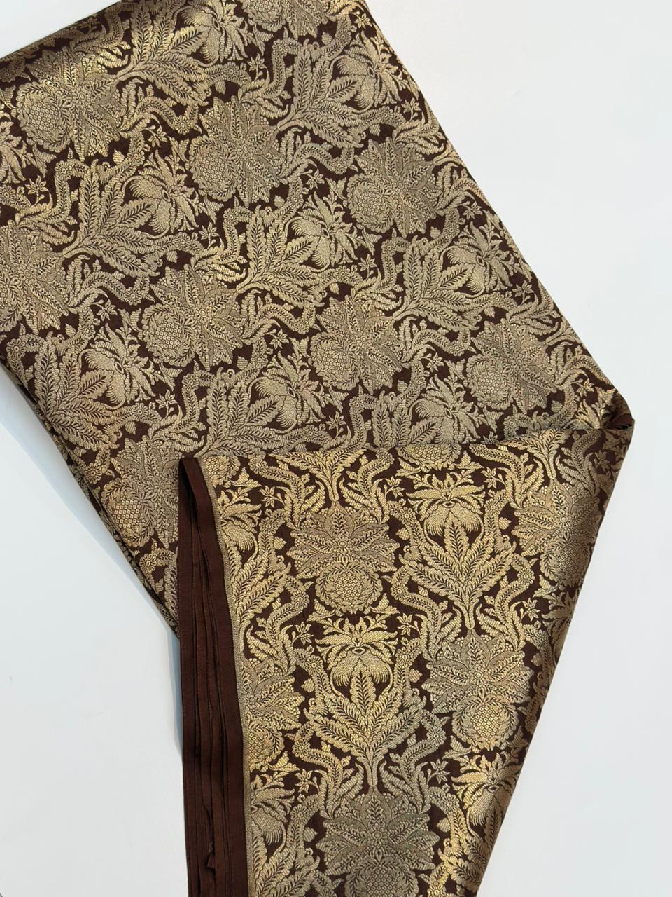 Pure Banarasi Brocade Chocolate Colour Fabrics