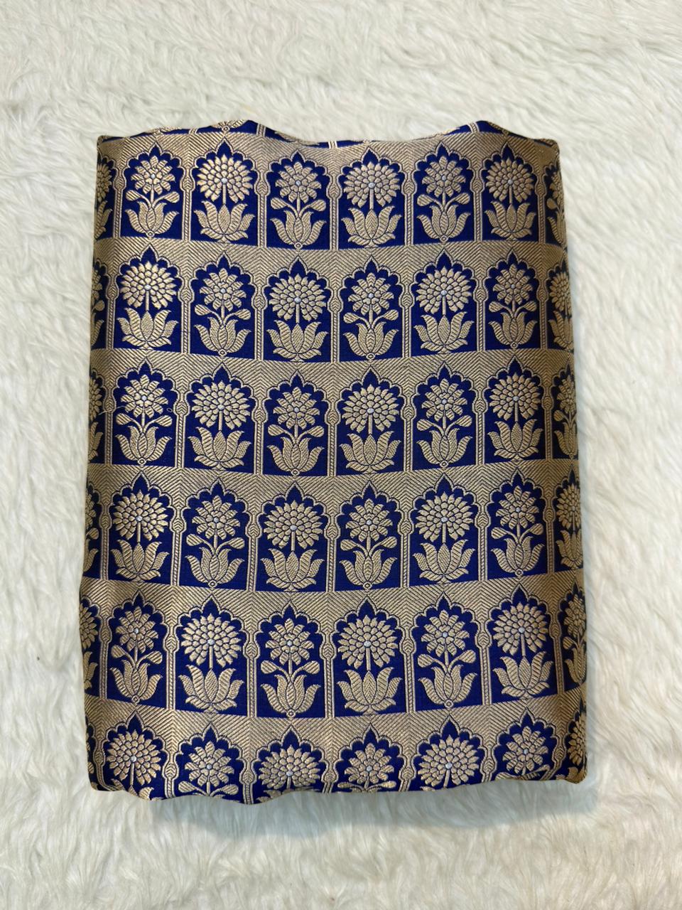 Pure Banarasi Brocade Blue Colour Fabrics