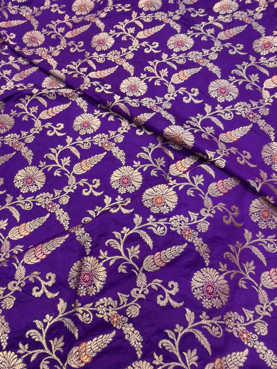 Pure Banarasi Brocade Puurple Colour Fabrics